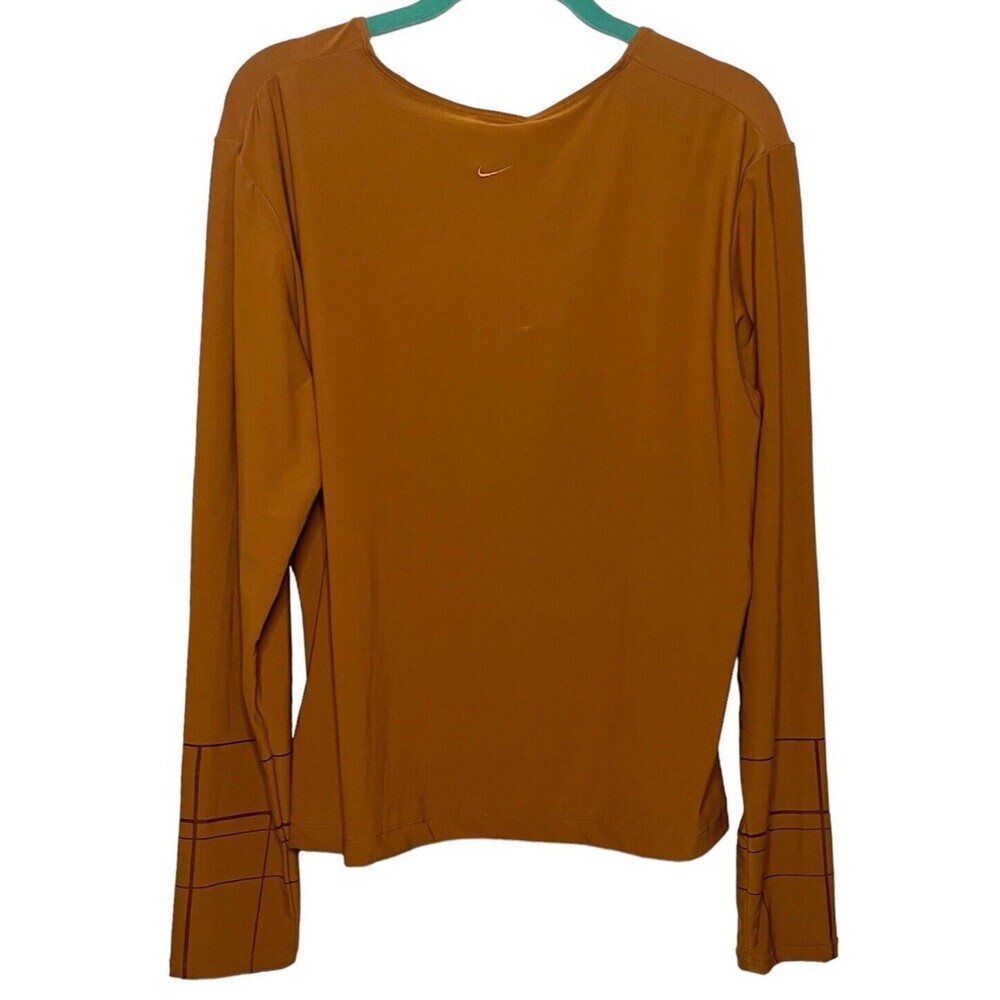 Nike Dri Fit Long Sleeve Top NWT Women Size XL Brown Swoosh Athletic Y2K